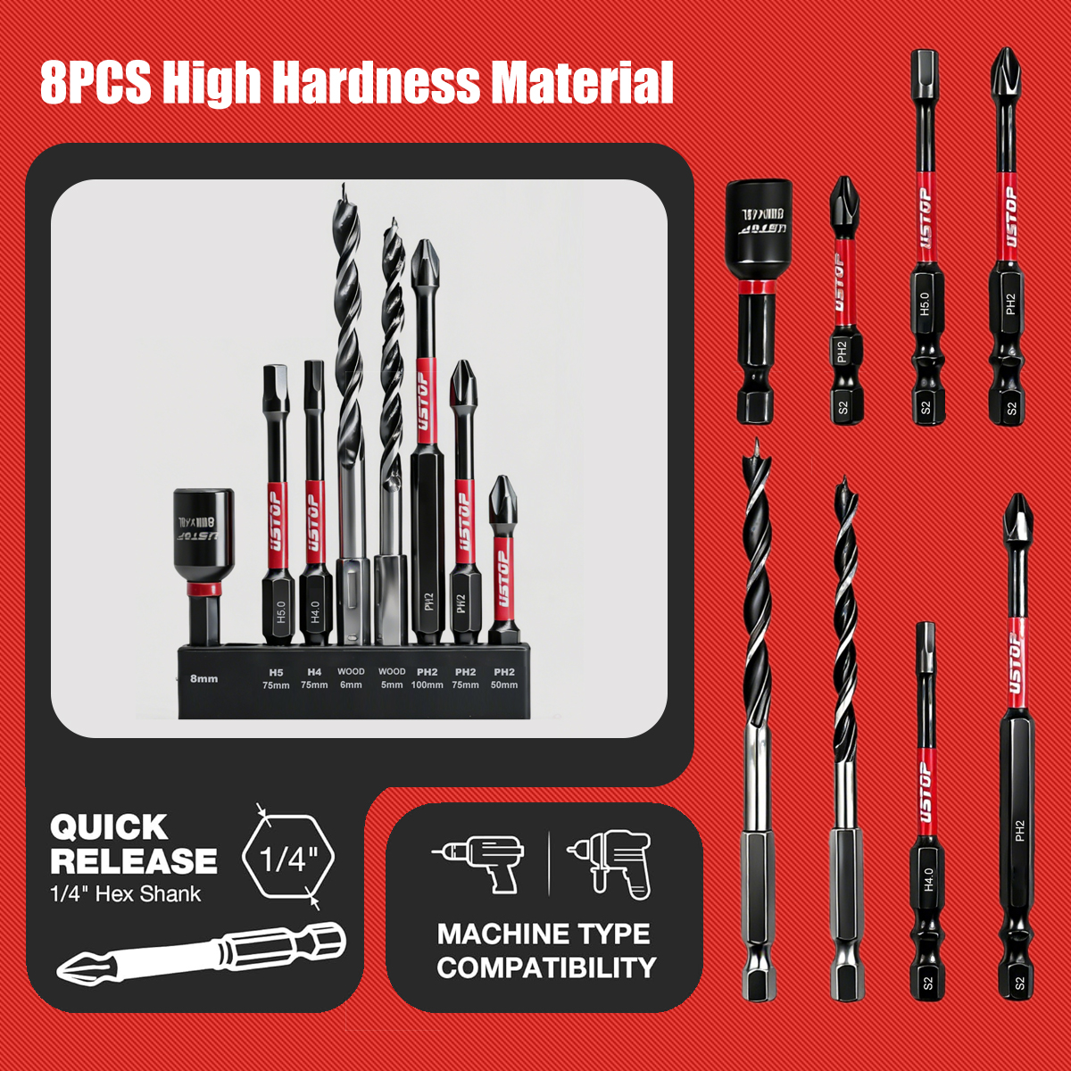 8-Piece Magnetic Impact Bit an - Homemade Diy Electronics 评论和价格