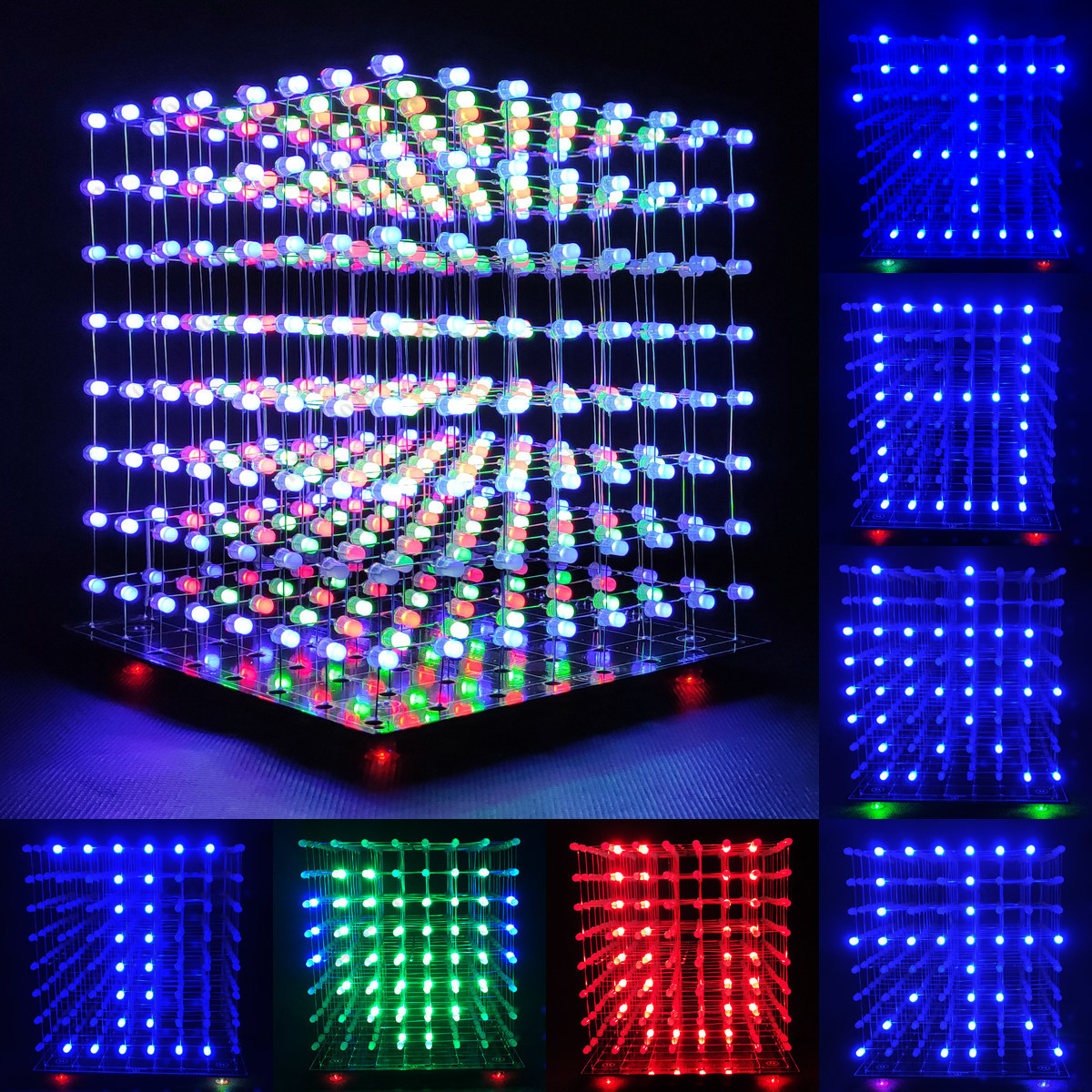 8X8X8 Color LED 3D Light Cube  - Diy Electronics Set 评论和价格