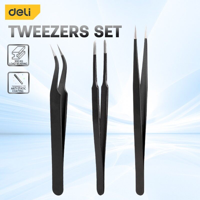 Deli 3PCS Tweezers Set Upgrade - Soldering Iron Kit 评论和价格